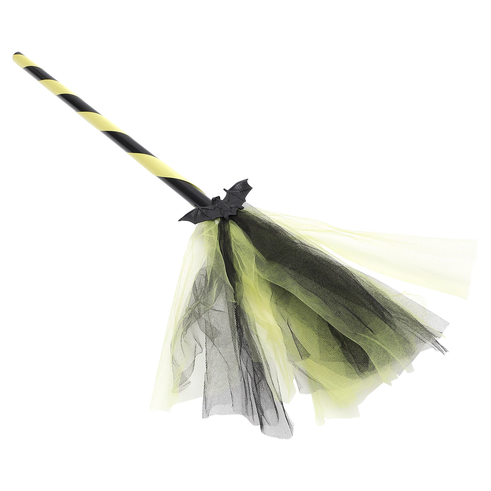 

Simulated Bat Broom Cosplay Halloween Besom Props Supplies Ribbon Striped Handle Small Festival Decor for