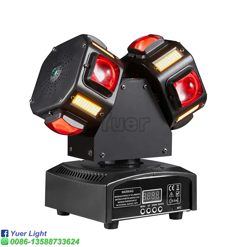 Imagem -03 - Led Moving Head Beam Light Luz Estroboscópica Rotação Dmx Braços Duplos Filmes Cabeças para dj Party Luzes do Laser rg 8x10w Rgbw 4in 1