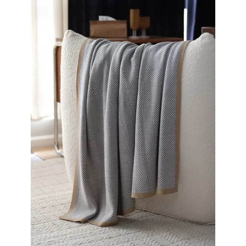 New Scandinavian Style Knitted Thread Blanket Sofa Decorative Leisure Woolen Blanket Gray Blankets for Beds