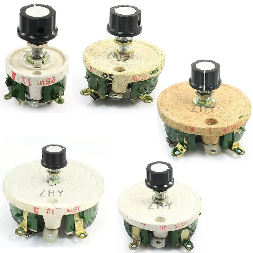 

100W 150W 1/2/5/10/15/20/30/50/100/200/500R 1K/2K/3K/5K Ohm Single Turn Ceramic Variable Pot Adjustable Resistor Disk Rheostat