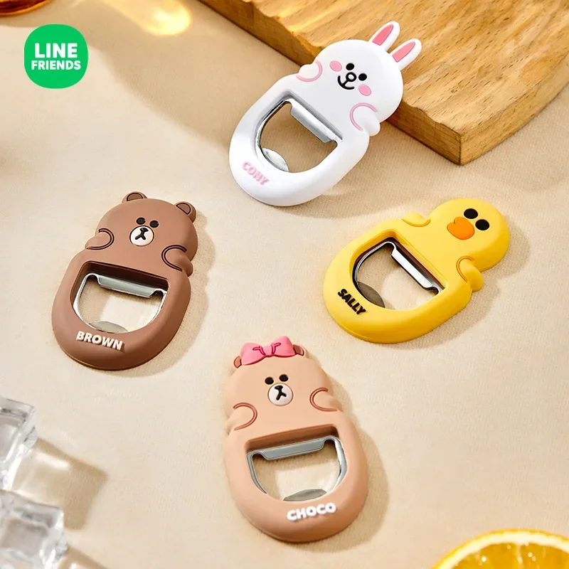 Line Friends Beer Corkscrew Refrigerator Magnet Multi-function Magnetic Can Opener Cartoon Stainless Steel Bottle Driver