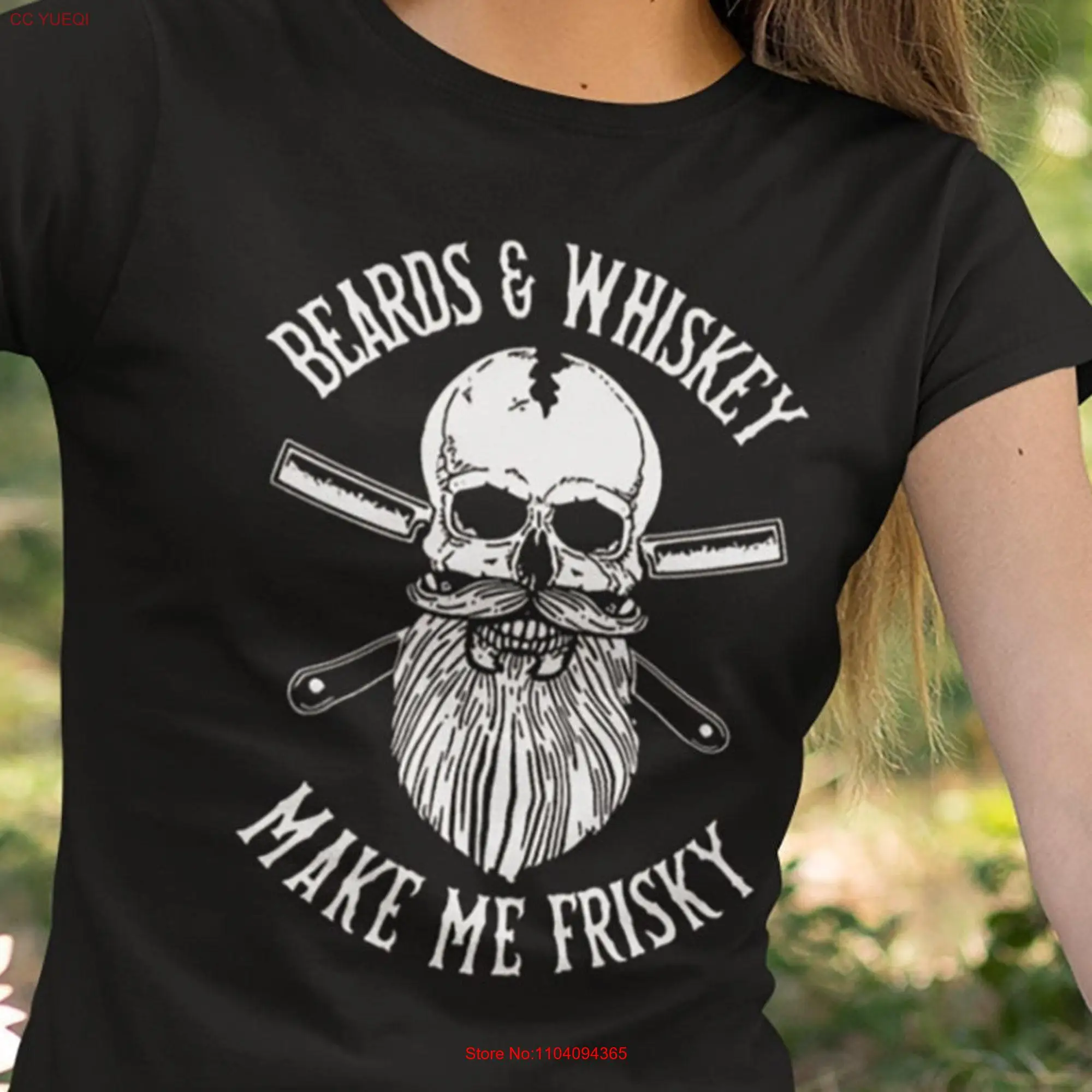 Funny Beard T Shirt Beards and Whiskey Make Me Frisky gift for men long or short sleeves