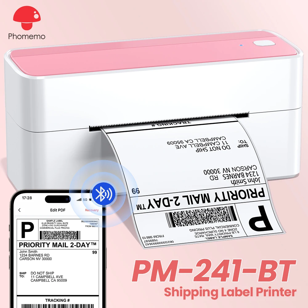 

Phomemo 241 Bluetooth термопринтер небольших транспортных этикеток 150 мм/с беспроводной принтер этикеток 25 мм-118 мм штрих-код для Bluetooth/USB