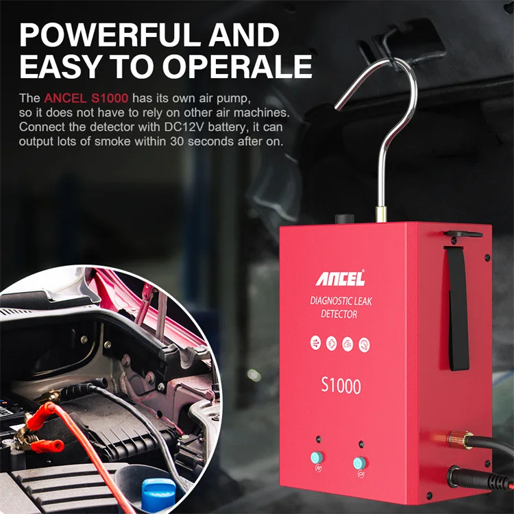 ANCEL S1000 Electric Car Smoke Leak Detector Pipe Leak Diagnostic Test Analyzer for Trucks  Fuel Injector Cleaner