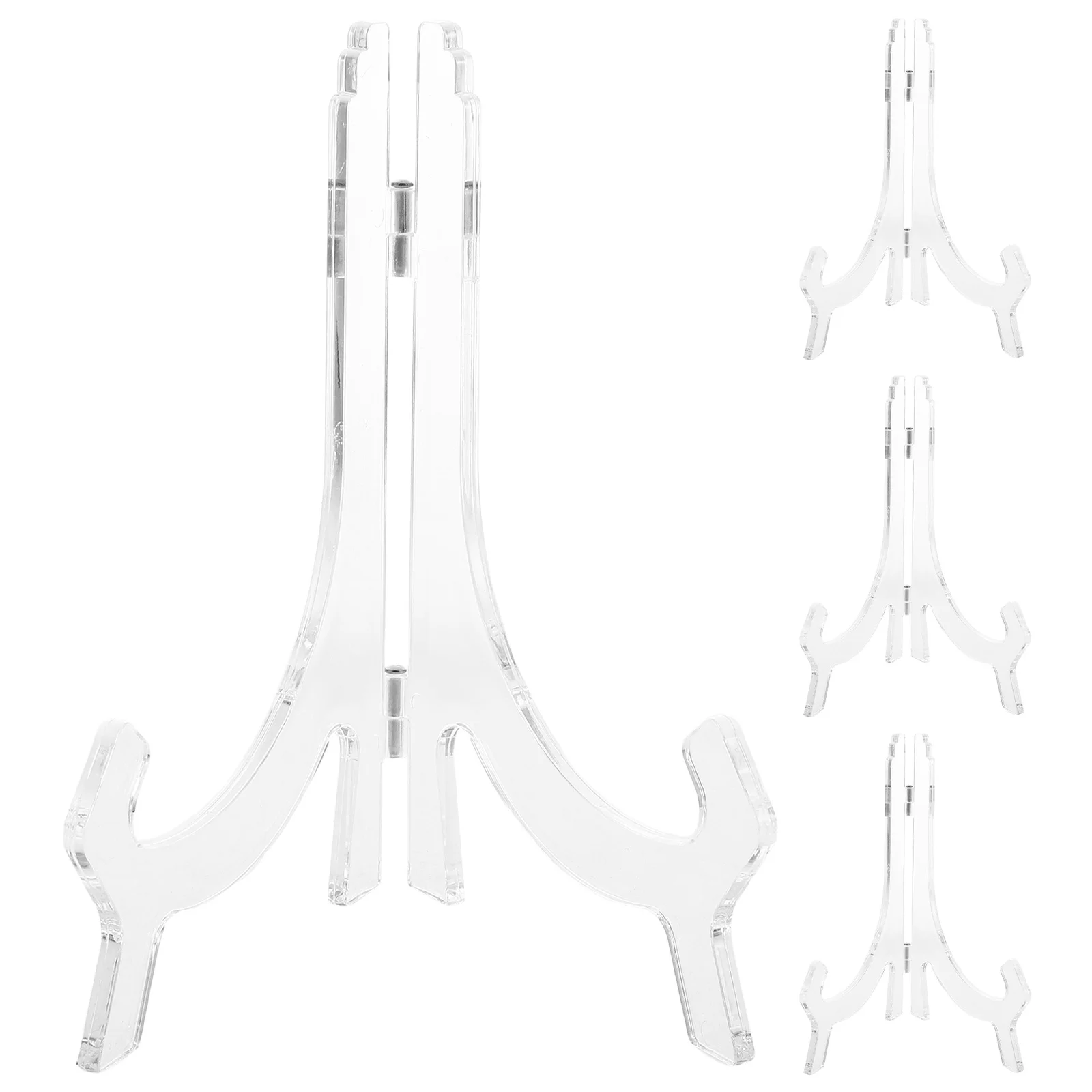 

4pcs Transparent Display Stand Clear Plate Stands For Decorative Plates Photos Menus Art Easel Desktop Rack Tableware Holder