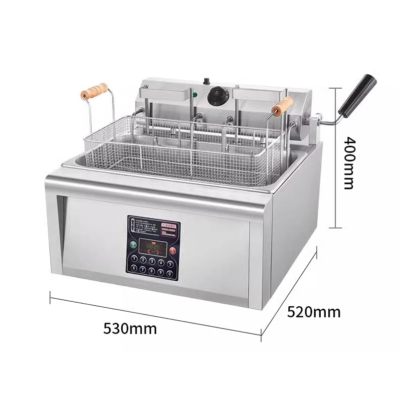 

20L Electric Fryer Commercial Intelligent Automatic Lifting Fryer Fryer Double Cylinder Large Capacity Fried Chicken Chop French