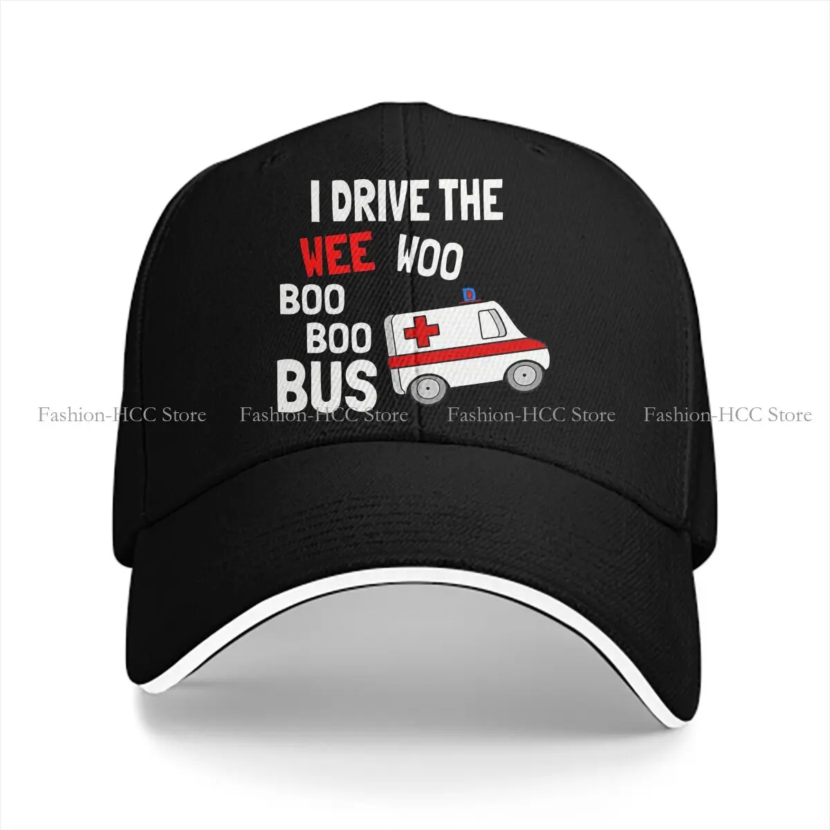 I Drive The Wee Woo Boo Boo Bus Solid Color Baseball Caps Peaked Cap Ambulance Ambulances Sun Shade Hats Men Women