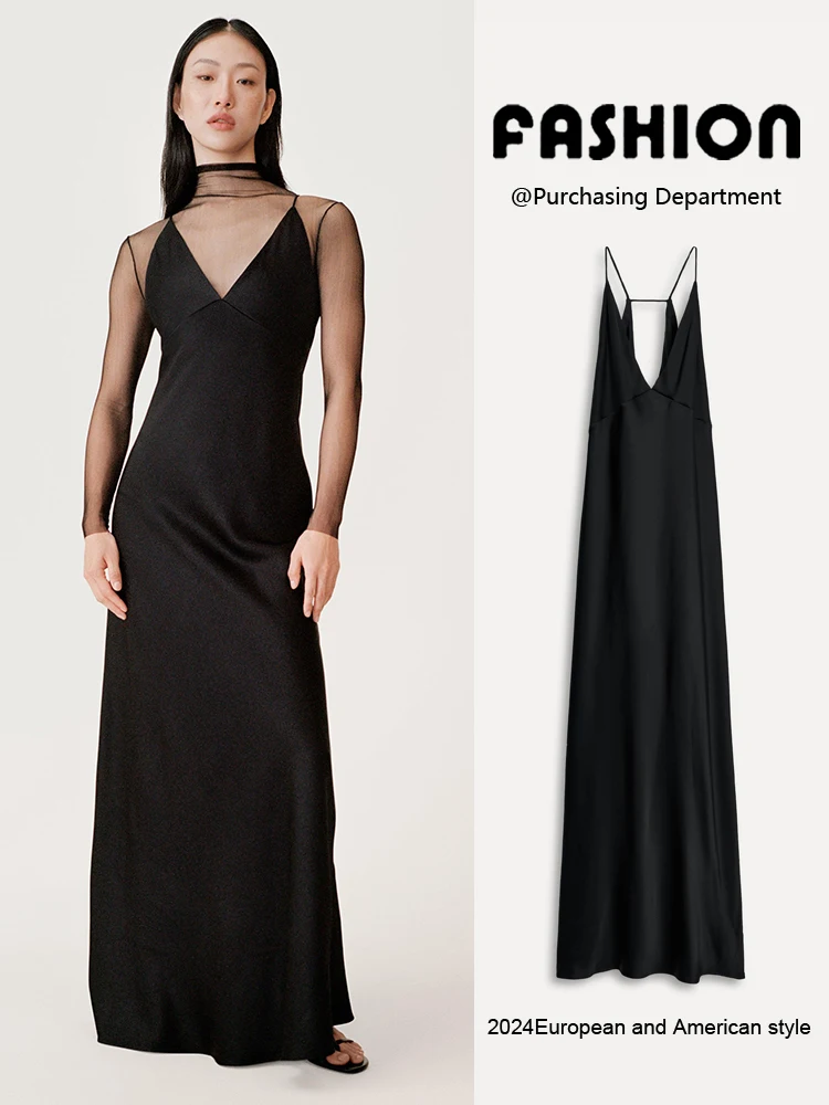 

Новое летнее женское модное вечернее платье Ele Slimming V-Ne Svel Long Dr с высокой талией, на молнии, однотонное