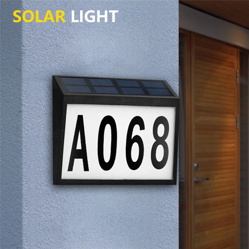 

J1UL1N Solar Doorplate Light Outdoor Waterproof LED Digital Wall Mounted Address Number Plate Light
