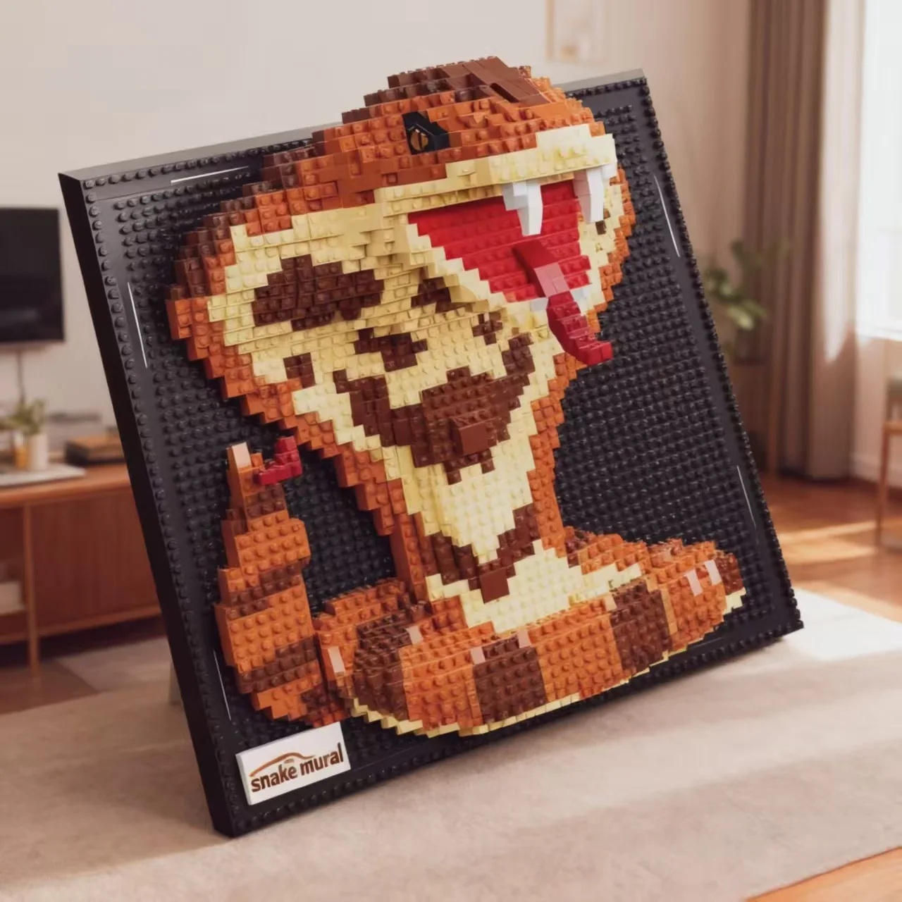 

3D Assembly Building Block Toy Cobra Small Particle Mural Animal Wall Creative Display Piece Three-Dimensional Art Home Decor