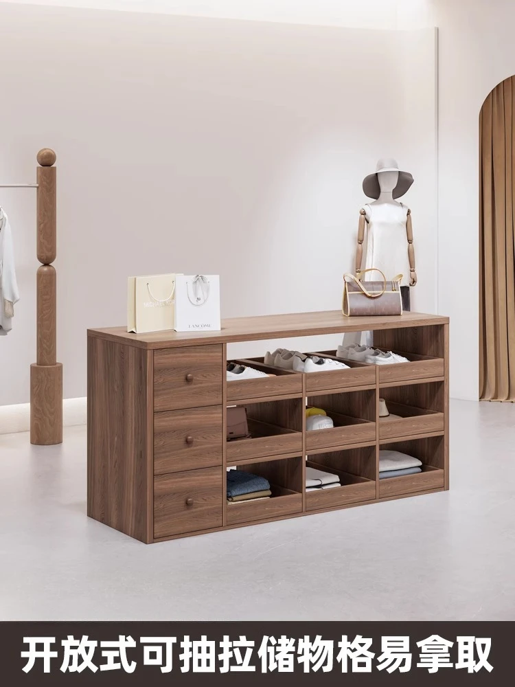 

Solid wood clothing store, Nakajima table can be pushed and pulled on both sides, running water table, women's clothing store