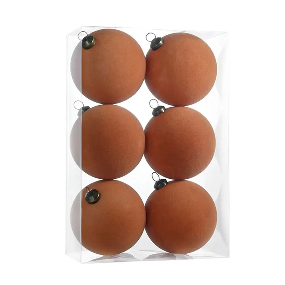 

6pcs Set 8CM Size Christmas Ball Decoration Plastic Velvet Balls Flock Colored Christmas Tree Pendant Party Wedding Gifts