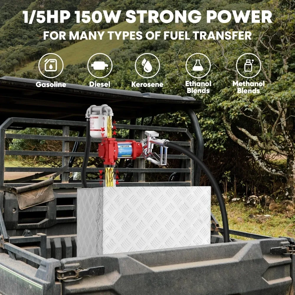 الأفضل - مضخة نقل الوقود، مضخة نقل 15 جرام في الدقيقة 12 فولت مع خرطوم تفريغ وفوهة أوتوماتيكية، حديد مصبوب عالي التحمل للديزل
