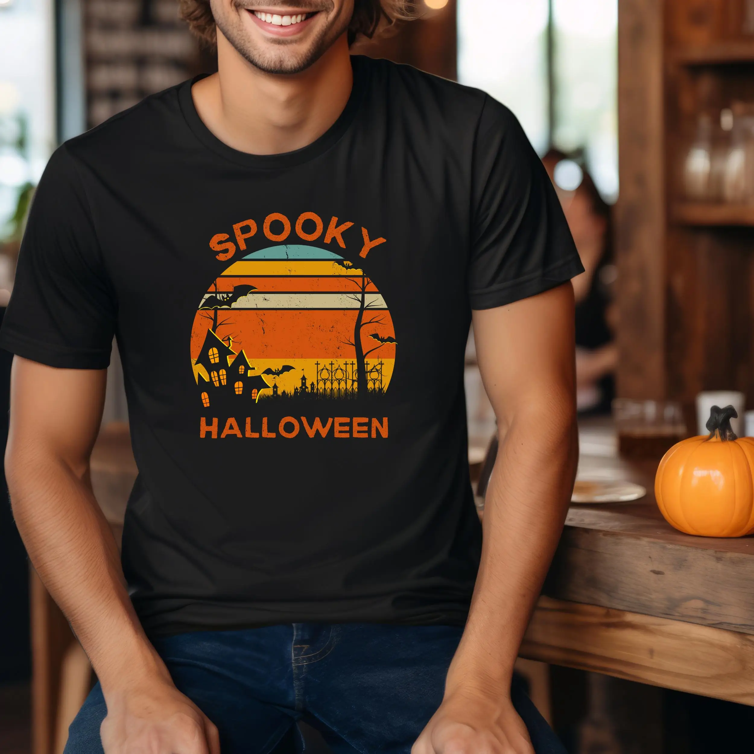 Funny Spooky T Shirt Retro Fall Halloween Party Vintage Season Trendy Popular Costume Witch