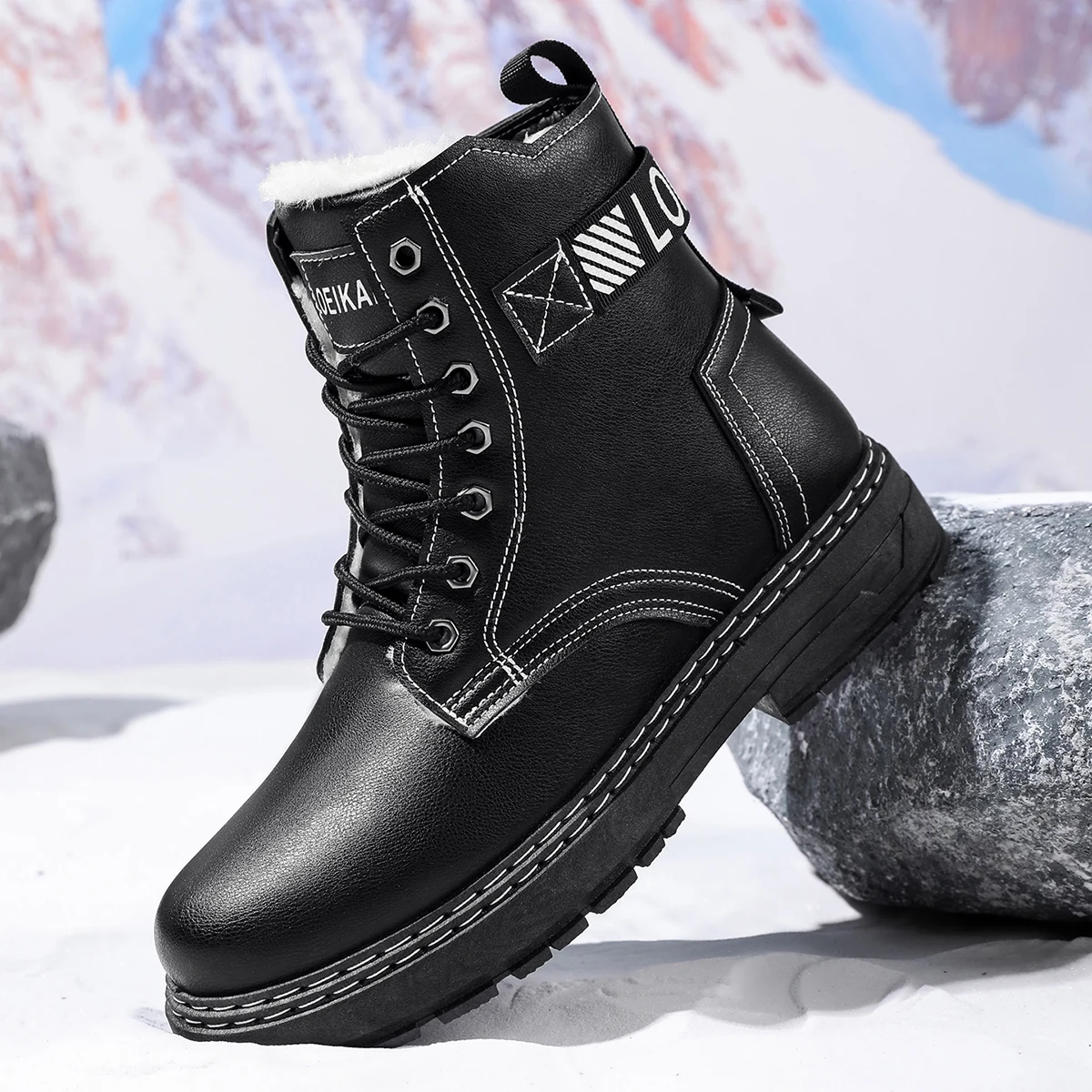 Zapatillas altas informales para hombre, botas para la nieve, duraderas y cálidas, populares en otoño e invierno, modernas y a la moda.