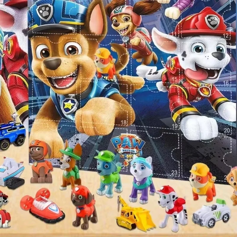 New Hot Anime Paw Patrol Dog Calendario Blind Box Avvento con figure Conto alla rovescia di Halloween Giocattoli Regalo di Natale da collezione per i bambini