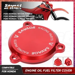 Engine Oil Fuel Filter Cover For Honda XR650L 600R NX500 NX650 SLR FMX 650 Right Straight Crankcase Plug Cap 1990-2024 XR 650 L