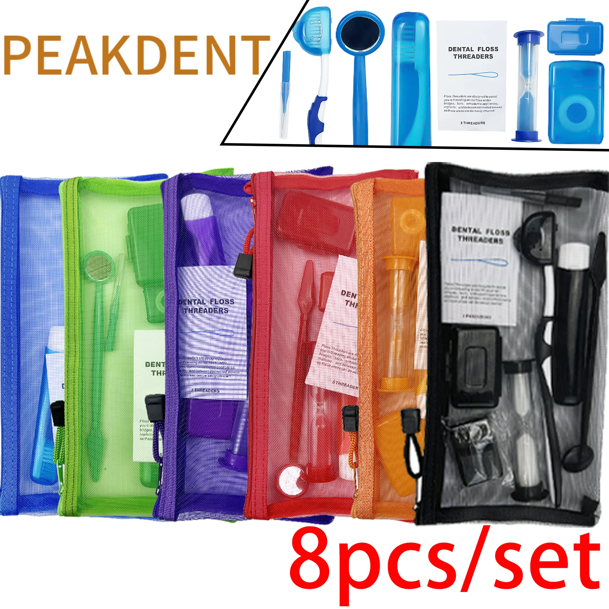 Kit de ortodoncia Dental, herramienta de blanqueamiento para el cuidado bucal, cera de cepillado Interdental, cepillo de dientes de hilo Dental, juego de limpieza, 8 piezas por juego