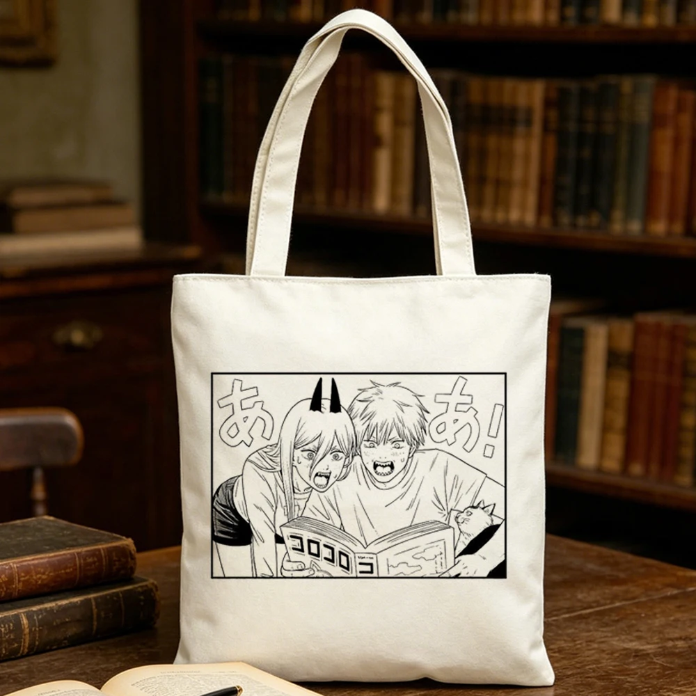 Chainsaw Man tote bag foldable reusable personnalisable bolsas de tela grocery femme