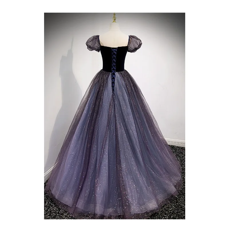 Robe de soirée de Banquet en maille pour femmes, jupe bouffante amincissante à la mode pour réunion annuelle, robe d'examen d'art Vocal Solo, nouvelle collection 2025