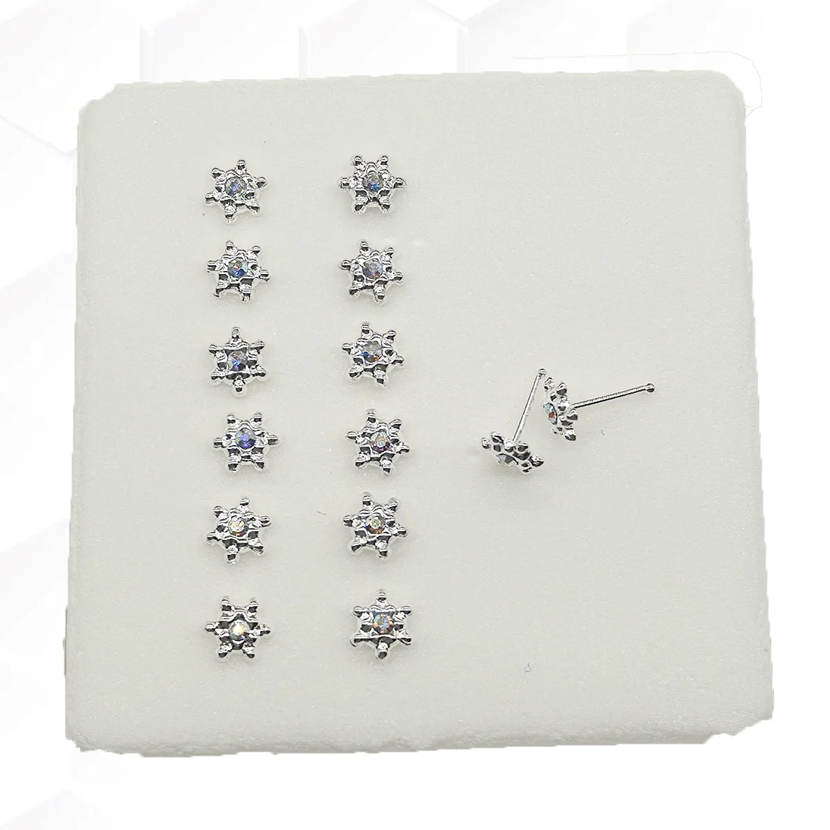 S925 Sterling Silver Snowflake Crystal Niche Nose Studs Piercing Aftercare Women Nose Nail Allergy-resistant Piercing Jewelry