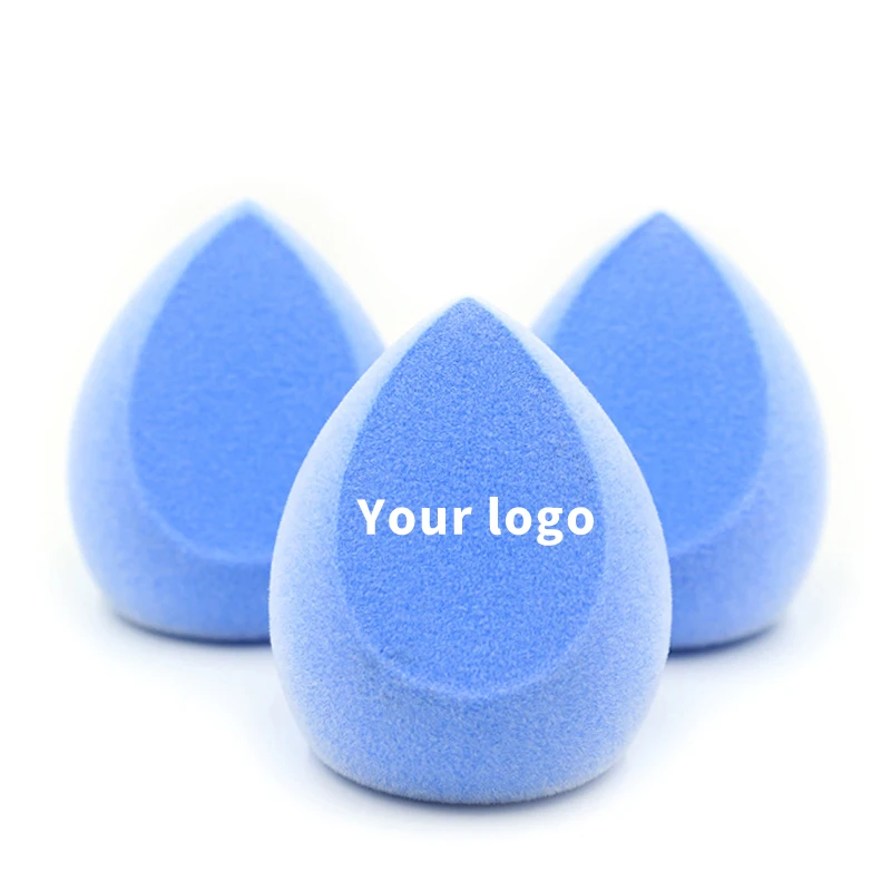 Custom Own Logo Beautiful Microfiber Make Up Blending Natural Blue Sponges Mushroom Cut Shape Konjak Personalized Professional