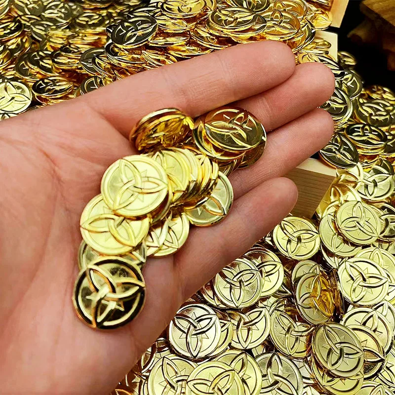 Genshin Impact Mora Cosplay Coins Anime Metal Golden Collection Xmas Birthday Gifts Festival Decor 10Pcs