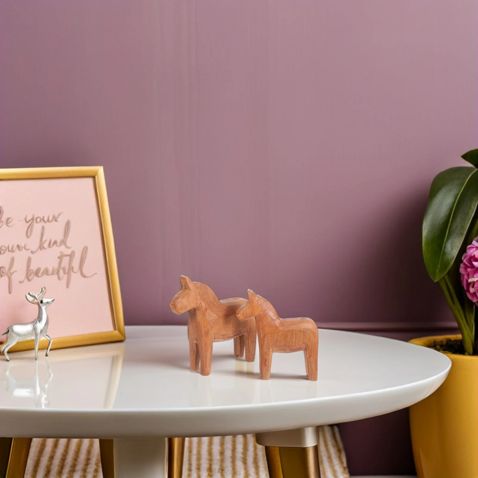 

2Pcs Wooden Horse Sculpture Handcrafted Vintage Horse Carved Animal Decoration for Desk Shelf Home Office