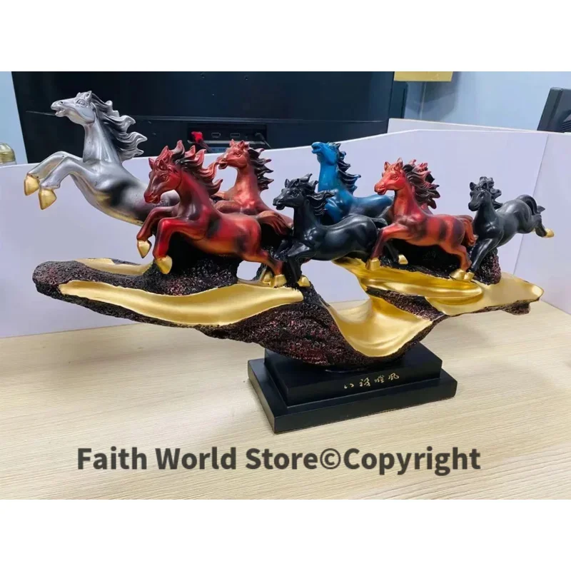 2026 casa escritório bar boa sorte ornamento decorativo propício 8 cavalos de corrida estátua trazer sucesso trazer no tesouro da riqueza