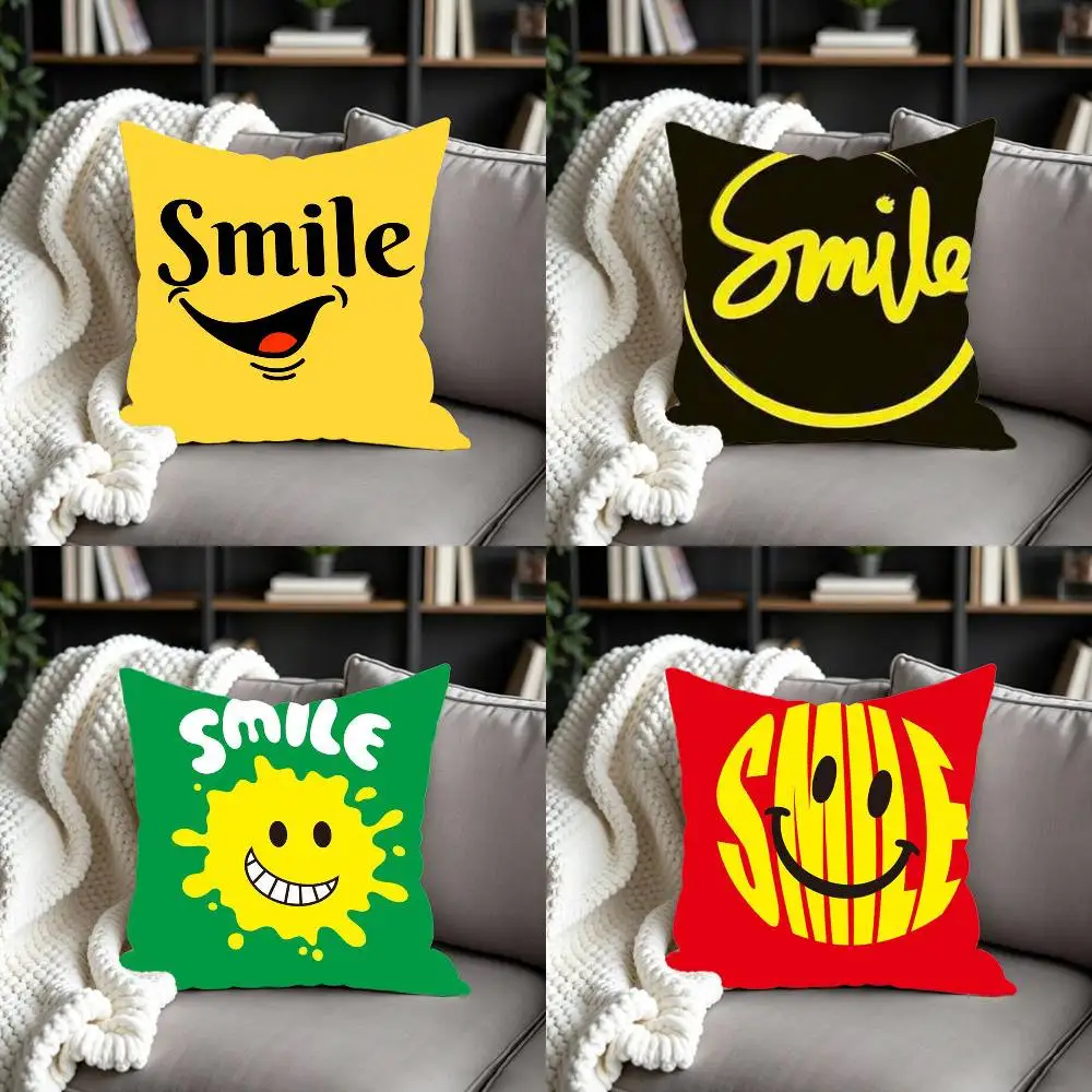 

Cartoon fun cute Smile Double-sided print Pillow Case for Sofa Living Room Home office Decor Protective Cover