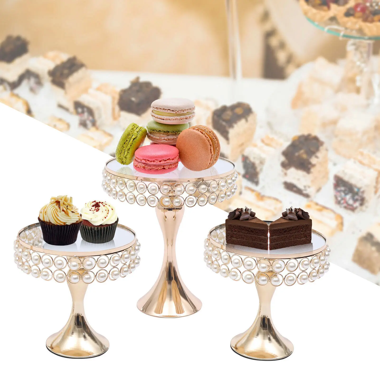 Cake Stand Tier Set Wedding Cupcake Dessert Tower Round Metal Display Party New