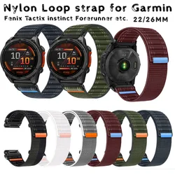 Sea Wave Nylon Loop Watch Strap for Garmin Fenix 8 5 6 7X Pro Epix 935 965 Tactix MARQ Replacement Watch Band Wrist Bracelet