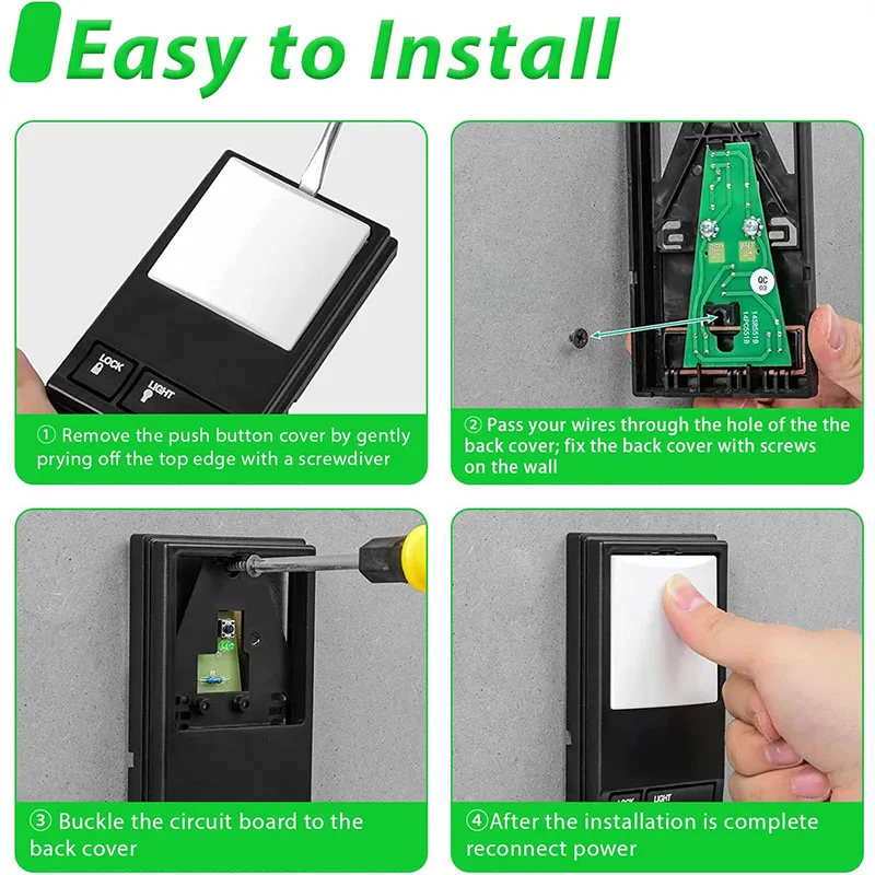 78LM Panel de Control multifunción de abridor de puerta de garaje con Control de iluminación, temporizador de luz ajustable para comodidad, montado en la pared