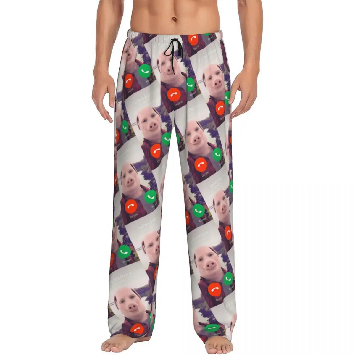 مخصص جون بورك يدعو بيجامة السراويل ملابس خاصة الرجال حزام مطاط مضحك خنزير النوم صالة قيعان مع جيوب