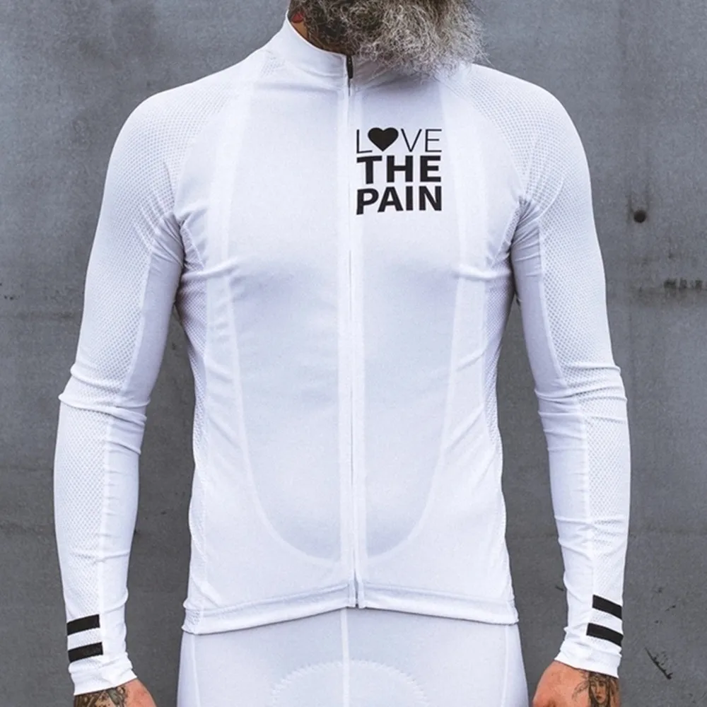 Love The Pain Langarm-Radtrikot für Herren, Frühling/Herbst, Rennrad, dünner Mantel, Maillot Camisa Cycliste Ciclismo Fahrradjacke