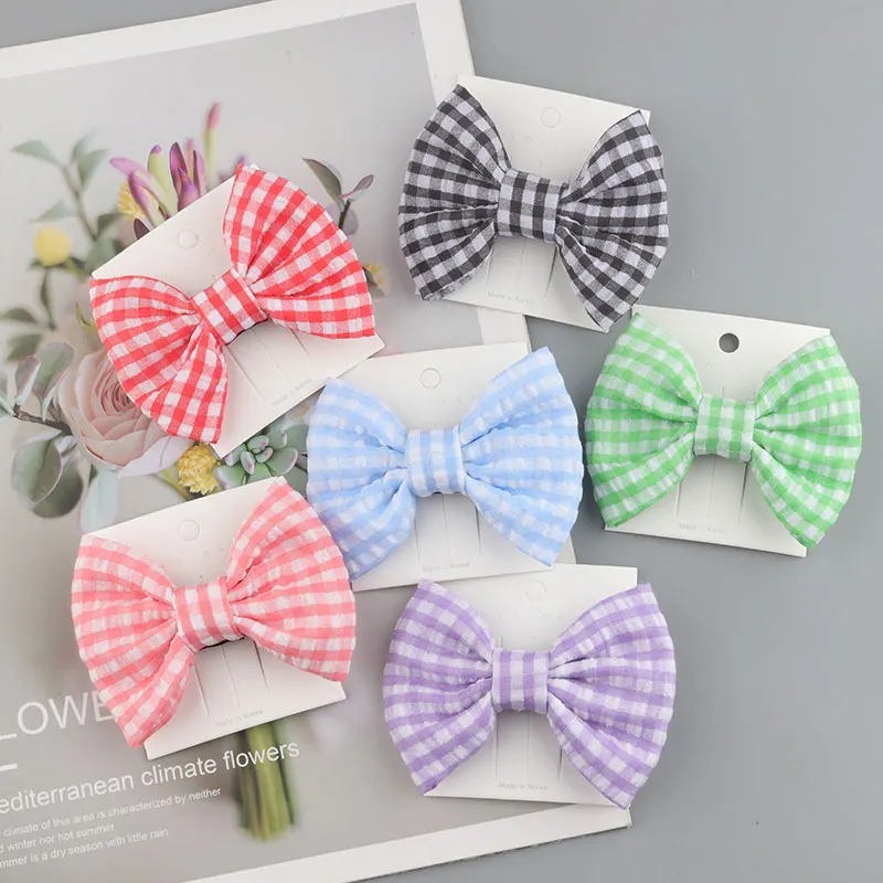 

6 colors Plaid Bow Hair clips Side Hairpin Children's Hair accessories Bowknot Hair Ornaments Barrettes Headbands