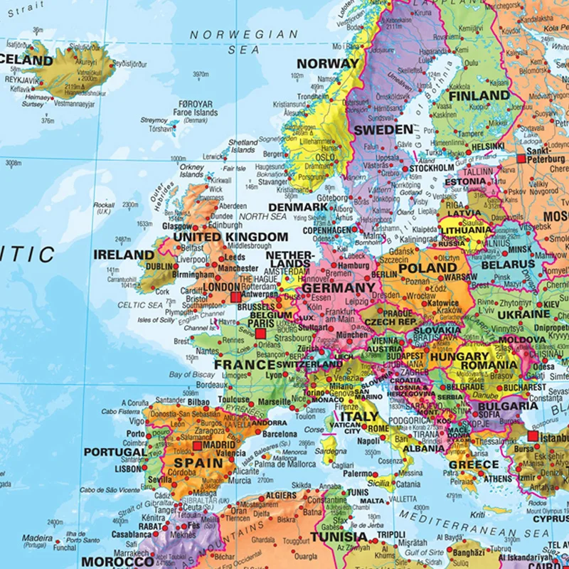 90*60cm 영어로 된 세계 지도 - 교육용 지도 캔버스 그림 포스터 및 인쇄물 사무실 학교 용품용 벽 장식