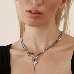 Waterproof Jewelry Tarnish Free 18K Gold Plated Stainless Steel Two Tone Chunky Charm Necklace for Women Cuban Chains Choker