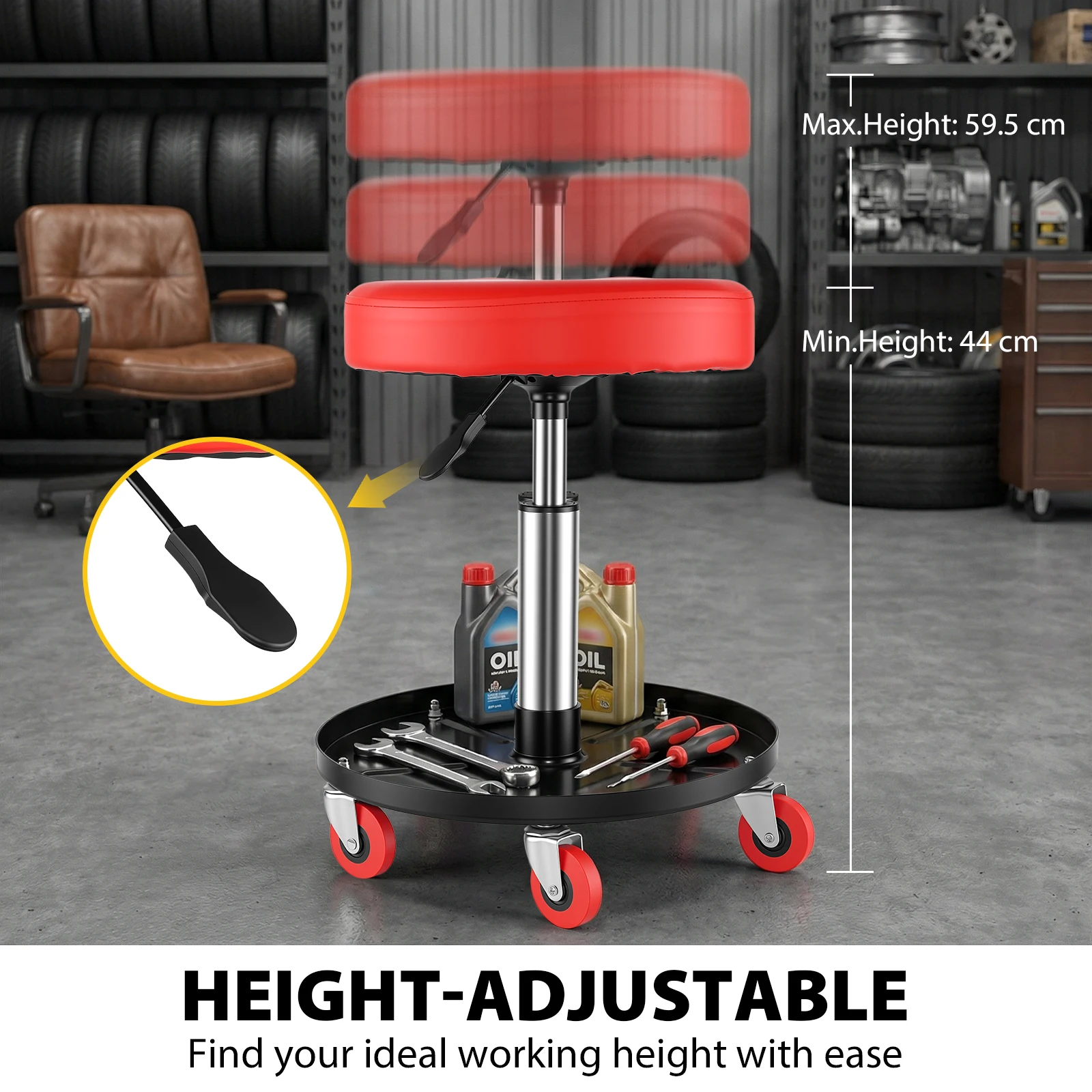 Obrázek 6: Mechanik stolice - nastavitelný kolejových stolice s 360à° otočný & heavy-duty design