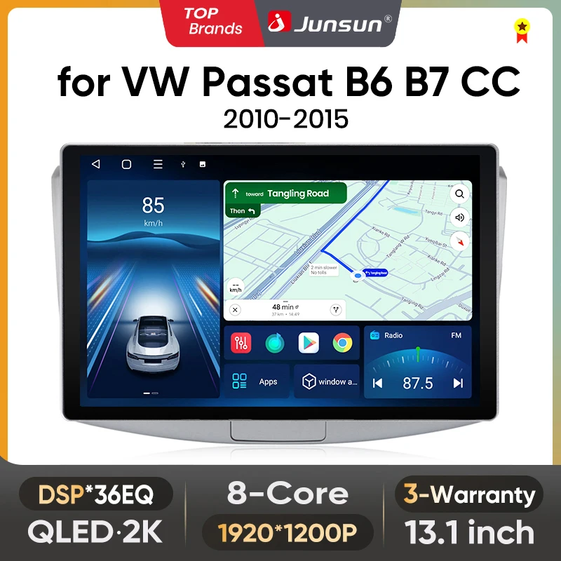 Junsun 13,1 Zoll QLED Android Wireless CarPlay Auto Autoradio Für Volkswagen Passat B6 B7 CC 2010-2015 Intelligente Systeme DSP