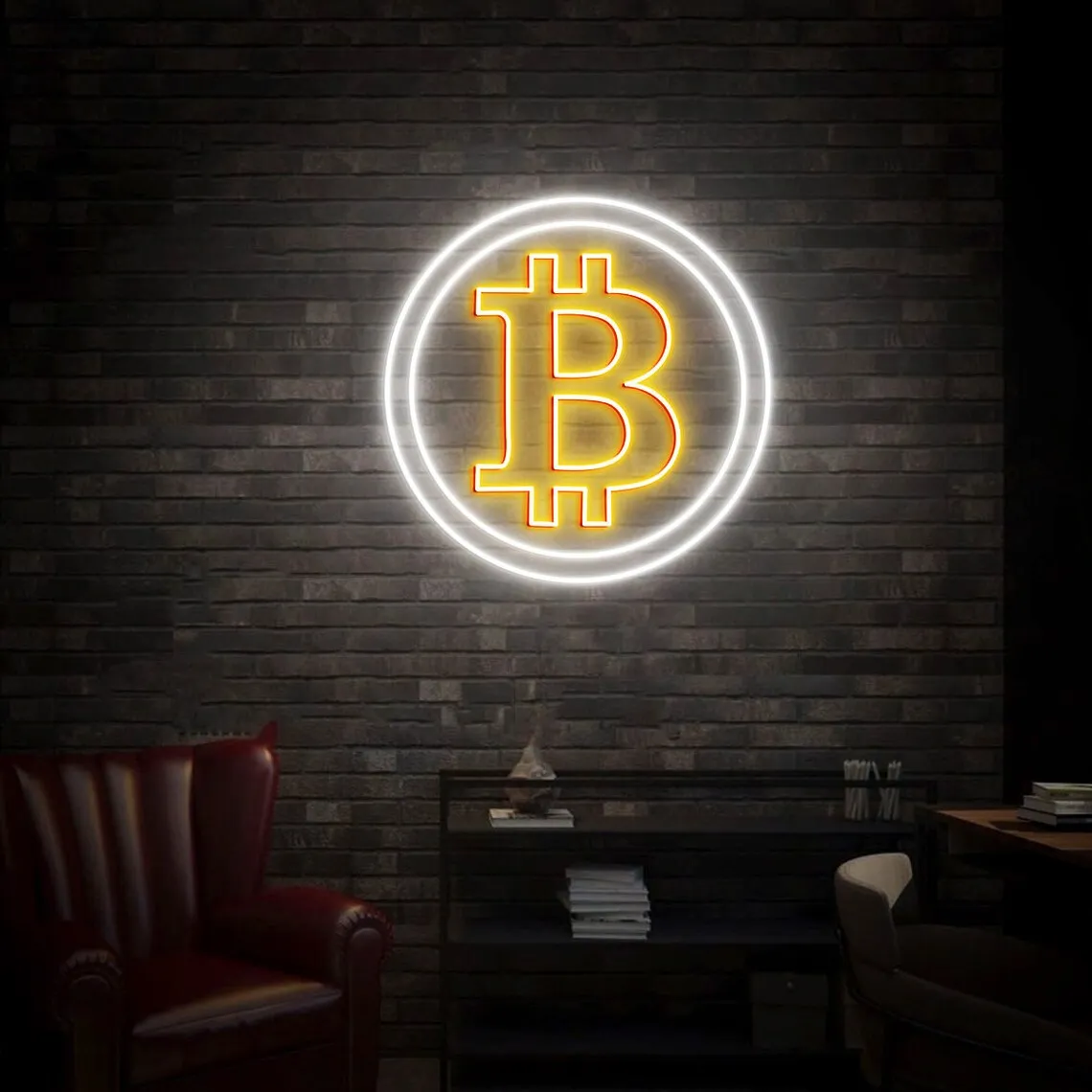 Bitcoin Neon Sign Home Wall Art Decor Neon Sign BTC Bitcoin Decor Neon Sign