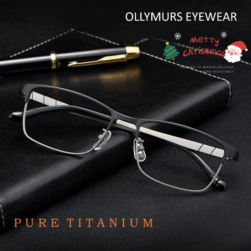

OLLYMURS Сверхлегкие деловые высококачественные роскошные очки из чистого титана в ретро-квадратной оптической оправе для очков по рецепту для мужчин