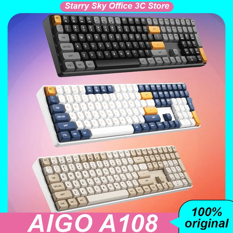 

Aigo A108 Mechanical Keyboard 2.4G Wired dual mode Hot Swap 110key PBT Two tone keycaps full-size E-sports game keyboard pc gift