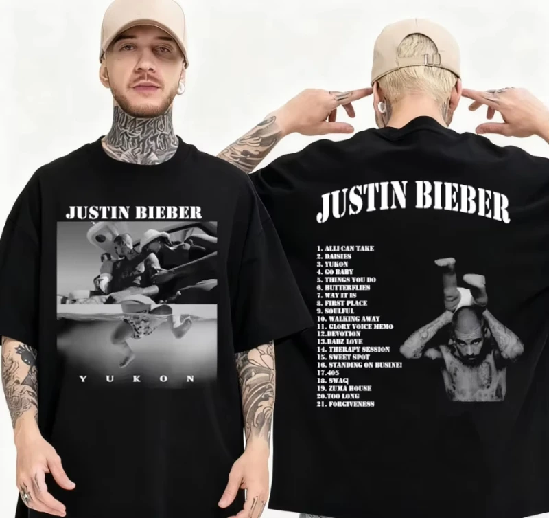 جاستن بيبر يوكون تي شيرت الرجال الصيف لعبة تي شيرت Harajuku عالية الجودة القطن تي شيرت القطن موضة عادية قصيرة الأكمام #1