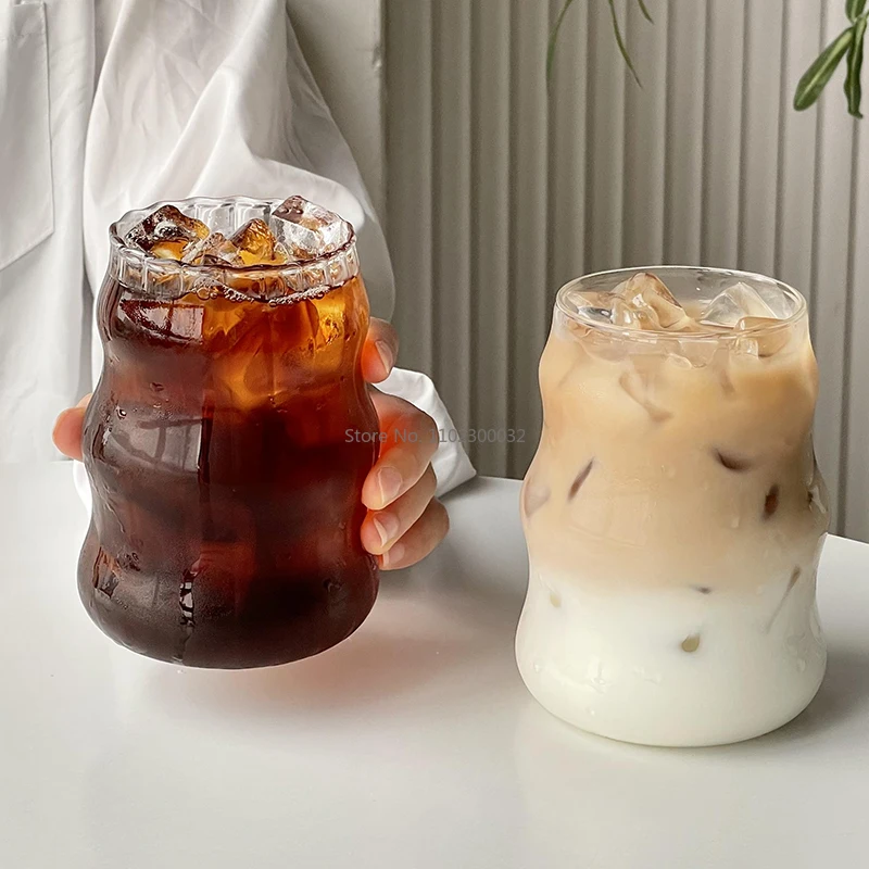 Ins Restaurant Iced American Coffee Cup Latte Juice Cup Cold Drink Drink Glass Cup Fruit Tea Cups Mug  Water Glass Drinkware