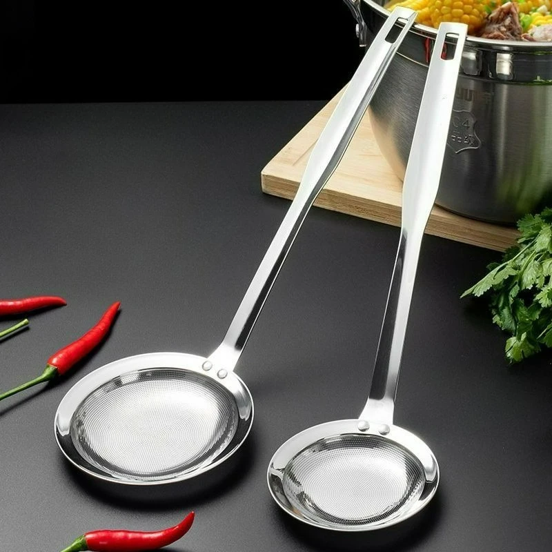 Feinmaschiger Sieblöffel aus Edelstahl 304, langlebiges Sieb, Verbrühschutzgriff, Rückständefilter, Schlitzlöffel, Küchenhelfer