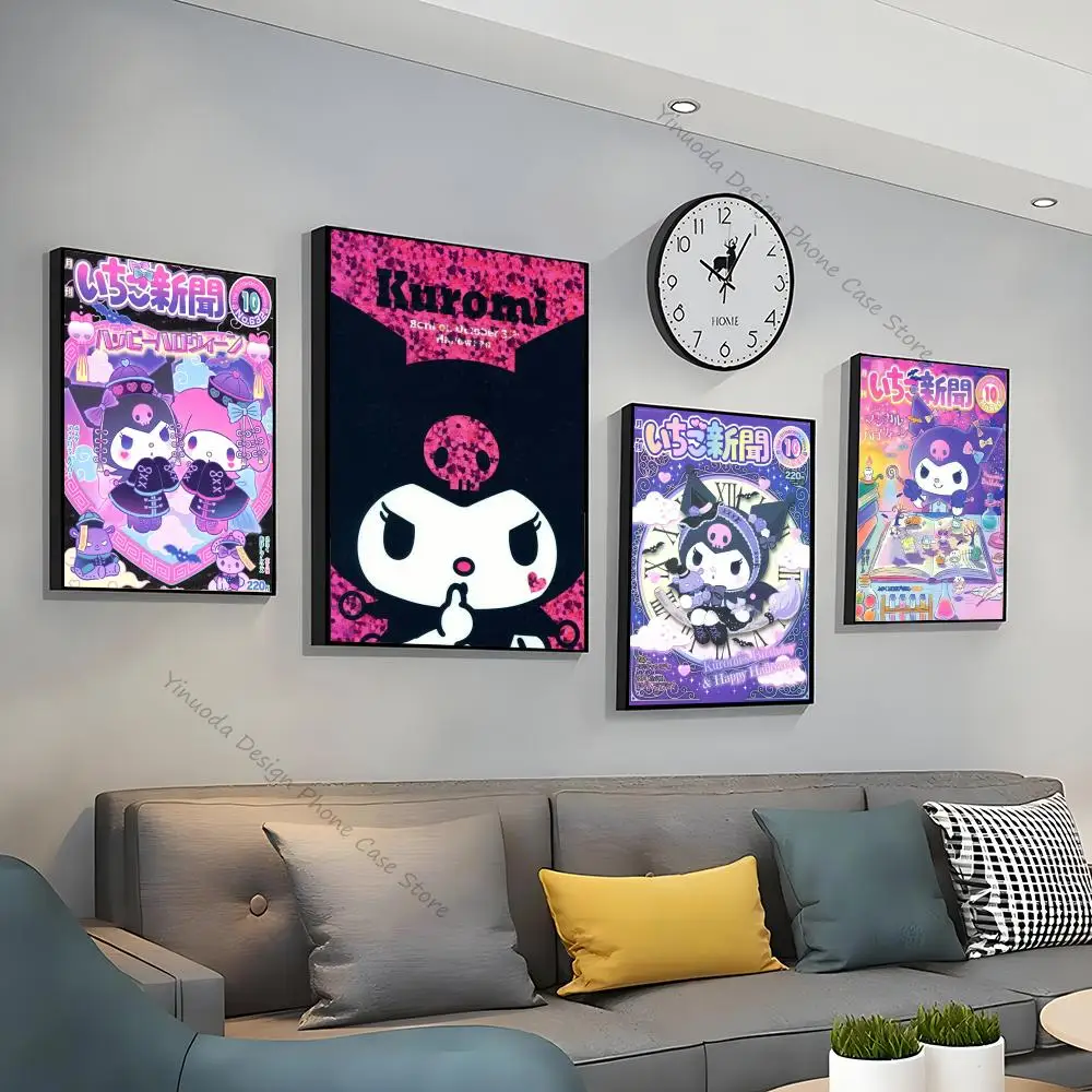 1pc Anime Peripheral Sanrio Kuromi Poster Good Quality Prints Vintage Room Home Bar Cafe Decor Aesthetic Art Wall Painting