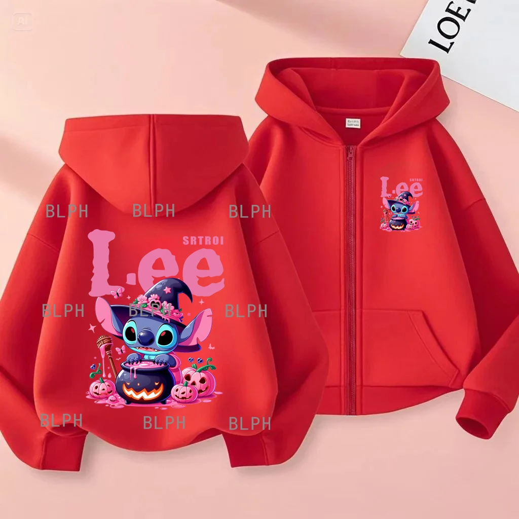 

2025 Couples Dress Up Cute For Halloween: Disney Stitch Zipper Hoodie, Parent-child Clothing For Autumn And Winter Loose Version