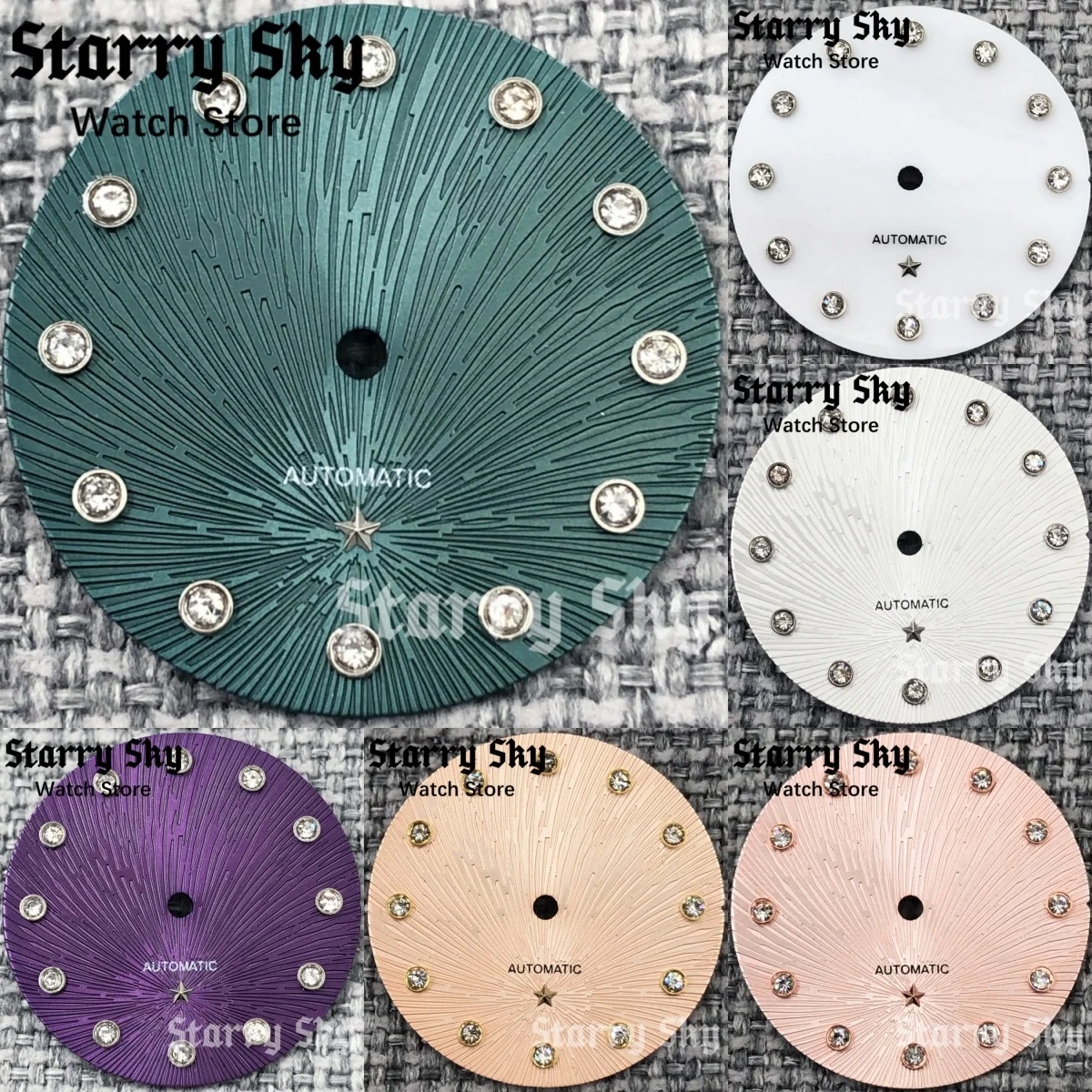 

Звездное небо 24,5 мм с бриллиантовым индексом, украшение в виде звезды, циферблаты для часов без подсветки, подходят для механизма NH05, аксессуары для женских часов
