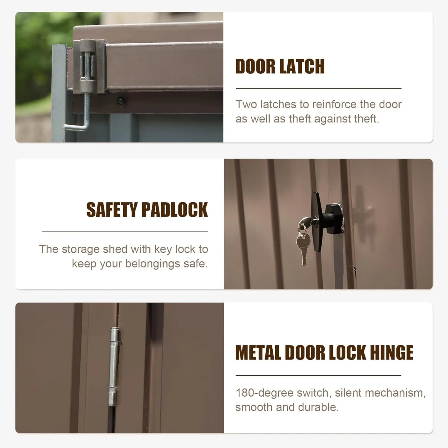 Metal Storage Shed 8.2x6.2 FT with Lockable Double Door Waterproof Large Outdoor Garden Backyard Lawn, Customized - view 4